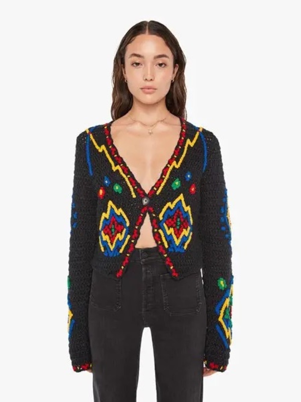 Mother The In A Puff Cardigan Diamond In The Rough Sweater Black NEW